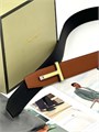 TOM FORD Ремень черно-коричневый выпуклая золотая буква Т на черном основании РМ-2441