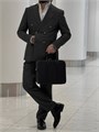 LV портфель Voyage с ремнем черная кожа шашка выпуклая рифленая и гладкая кармашек сбоку между кожаными ремнями ПР-2494