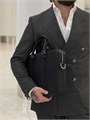 LV портфель Voyage с ремнем черная кожа шашка выпуклая рифленая и гладкая кармашек сбоку между кожаными ремнями ПР-2494