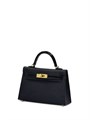 HERMES сумка Mini Kelly кожа Эпсом 19 см с крокодилом черная золото СК-00314