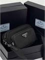 PRADA мессенджер два отделения черый нейлон - кожа МС-00172