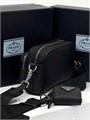 PRADA мессенджер два отделения черый нейлон - кожа МС-00172
