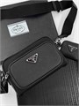 PRADA мессенджер два отделения черый нейлон - кожа МС-00172