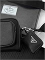 PRADA мессенджер два отделения черый нейлон - кожа МС-00172