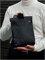 HERMES слинг Hac A Dos черный из комбинированной кожи крокодила и того с 2 хлястиками и фирменным замком СЛ-0388