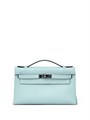 HERMES клатч POCHETTE 22 см голубая кожа свифт серебро СК-01725
