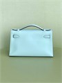 HERMES клатч POCHETTE 22 см голубая кожа свифт серебро СК-01725