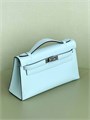 HERMES клатч POCHETTE 22 см голубая кожа свифт серебро СК-01725