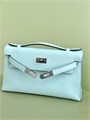 HERMES клатч POCHETTE 22 см голубая кожа свифт серебро СК-01725