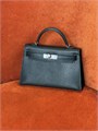HERMES сумка Mini Kelly кожа Шевре 19 см темно-зеленая серебро СК-01522