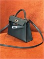 HERMES сумка Mini Kelly кожа Шевре 19 см темно-зеленая серебро СК-01522
