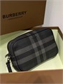 BURBERRY борсетка серая канва в клетку с внешним карманом БР-0635