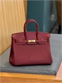 HERMES сумка Birkin 25 см кожа Того и кожа крокодила бордовая золото СК-00457