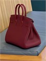 HERMES сумка Birkin 25 см кожа Того и кожа крокодила бордовая золото СК-00457
