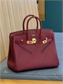 HERMES сумка Birkin 25 см кожа Того и кожа крокодила бордовая золото СК-00457