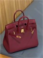 HERMES сумка Birkin 25 см кожа Того и кожа крокодила бордовая золото СК-00457