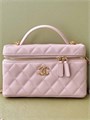 CHANEL сумка Vanity с ручкой кожа икра клетка розовая золото СК-01707