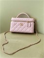 CHANEL сумка Vanity с ручкой кожа икра клетка розовая золото СК-01707