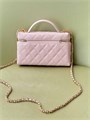CHANEL сумка Vanity с ручкой кожа икра клетка розовая золото СК-01707