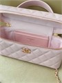 CHANEL сумка Vanity с ручкой кожа икра клетка розовая золото СК-01707