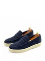 LORO PIANA лоферы низкие замша синие с белой высокой подошвой ОК-2451