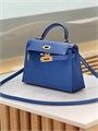 HERMES сумка mini Kelly 19 см кожа Эпсом синяя золото СК-01578