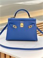 HERMES сумка mini Kelly 19 см кожа Эпсом синяя золото СК-01578
