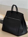 HERMES сумка Birkin 40 см гладкая кожа карман на молнии черная серебро СК-01006
