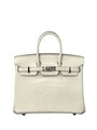 HERMES сумка Birkin 25 см кожа крокодила молочная серебро СК-01628