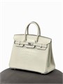 HERMES сумка Birkin 25 см кожа крокодила молочная серебро СК-01628