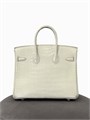 HERMES сумка Birkin 25 см кожа крокодила молочная серебро СК-01628