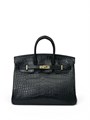 HERMES сумка Birkin 25 см кожа крокодила черная золото СК-01653