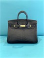 HERMES сумка Birkin 25 см кожа крокодила черная золото СК-01653