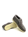 LORO PIANA лоферы высокие с мехом наружу на белой подошве серая замша ОК-2597