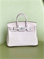 HERMES сумка Birkin 25 см кожа крокодила розовая серебро СК-01702