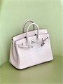 HERMES сумка Birkin 25 см кожа крокодила розовая серебро СК-01702