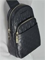 GUCCI слинг кожа тисненная монограмма черная с кожаной полоской по центру СЛ-1957
