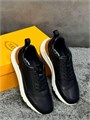 TODS кроссовки черные на белой подошве с рыжими и серыми вставками ОС-2171