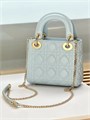 DIOR LADY сумка 17 см гладкая кожа голубая золото СК-01347
