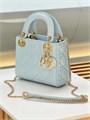 DIOR LADY сумка 17 см гладкая кожа голубая золото СК-01347