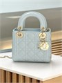 DIOR LADY сумка 17 см гладкая кожа голубая золото СК-01347