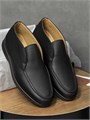 LORO PIANA лоферы высокие кожа черные с коричневой подошвой ОК-2458