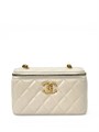 CHANEL сумка Vanity гладкая кожа молочная большой логотип золото СК-01267