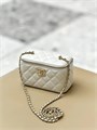CHANEL сумка Vanity гладкая кожа молочная большой логотип золото СК-01267