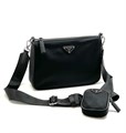 PRADA мессенджер нейлон черный с подвесным кошельком и цепочкой МС-0368