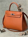 HERMES сумка Kelly кожа Эпсом 28 см кэмел фурнитура серебро СК-8365