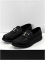 TODS Лоферы черные с перемычкой и буквой Т в серебре на толстой шипованной подошве ОК-2133