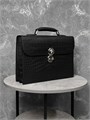SR портфель крокодил с простроченным клапаном черный ПР-1857