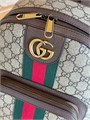 GUCCI рюкзак на молнии канва бежевый с красной полосой РК-9344