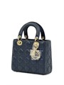 DIOR LADY сумка 20 см гладкая кожа синяя золото СК-01164